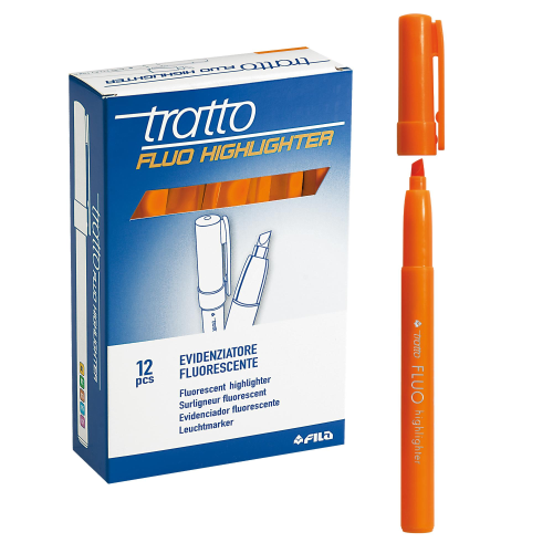 Tratto Fluo Highlighter arancio p/scalpello 5 0 mm tratto 1 0-5 0 mm inchiostro universale a base d acqua (conf.12)